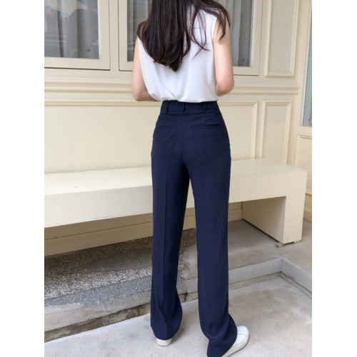 西裝女高腰垂感拖地褲2025春秋薄款濶腿寬松直筒褲顯瘦感休閒褲子 西裝女高腰垂感拖地褲2025春秋薄款濶腿寬松直筒褲顯瘦感休閒褲子