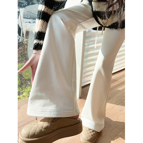 白色微喇褲2025秋冬新款美式辣妹抽繩瑜珈運動衛褲女休閒垂感褲子 白色微喇褲2025秋冬新款美式辣妹抽繩瑜珈運動衛褲女休閒垂感褲子