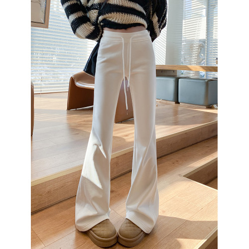 白色微喇褲2025秋冬新款美式辣妹抽繩瑜珈運動衛褲女休閒垂感褲子 白色微喇褲2025秋冬新款美式辣妹抽繩瑜珈運動衛褲女休閒垂感褲子