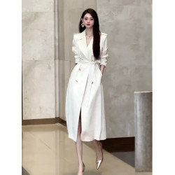 高級感氣質女神範風衣外套2025秋季新款時尚百搭中長款收腰大衣潮