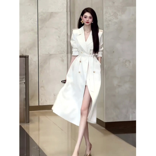 高級感氣質女神範風衣外套2025秋季新款時尚百搭中長款收腰大衣潮 高級感氣質女神範風衣外套2025秋季新款時尚百搭中長款收腰大衣潮