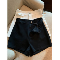 胖mm下半身失蹤西裝短褲女秋冬加絨高腰顯瘦a字緊身彈力辣妹熱褲