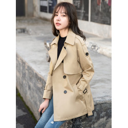 短款風衣女2025新款黑色今年流行中長款小個子卡其色大衣春秋外套