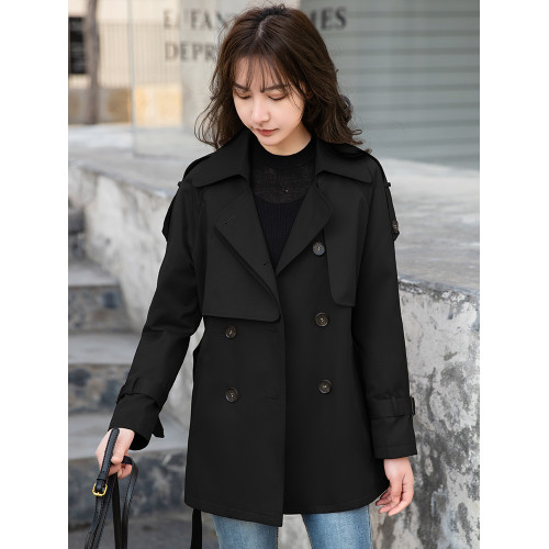 短款風衣女2025新款黑色今年流行中長款小個子卡其色大衣春秋外套 短款風衣女2025新款黑色今年流行中長款小個子卡其色大衣春秋外套