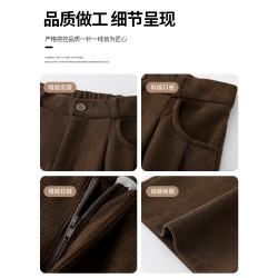 咖色西裝褲女秋冬季2025新款高腰休閒直筒小個子燈芯絨加絨濶腿褲