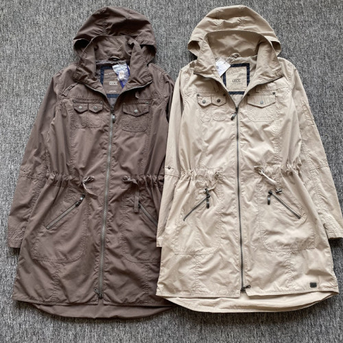 水洗女士春秋薄款休閒復古工裝外套寬松大碼中長款可收腰風衣