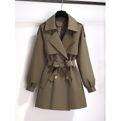 咖色短款風衣女外套小個子2025新款春秋季中長款高級感超好看大衣