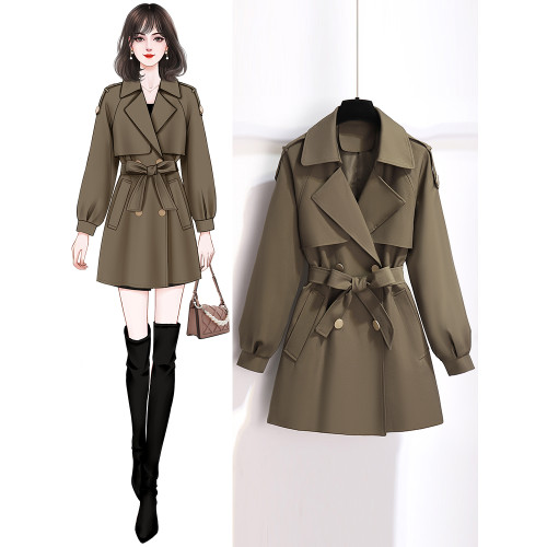 咖色短款風衣女外套小個子2025新款春秋季中長款高級感超好看大衣