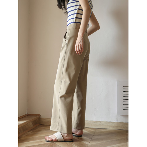 秋季氛圍經典卡其色天絲棉濶腿褲女寬松長褲子休閒直筒褲百搭顯瘦 秋季氛圍經典卡其色天絲棉濶腿褲女寬松長褲子休閒直筒褲百搭顯瘦