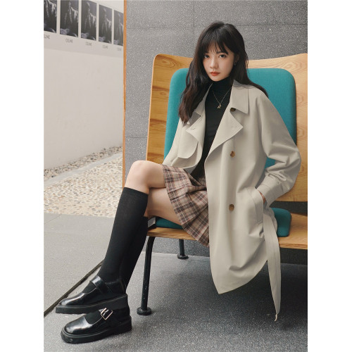 韓系chic卡其色風衣外套女春秋2025新款短款小個子高級感英倫風