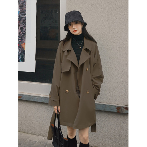 韓系chic卡其色風衣外套女春秋2025新款短款小個子高級感英倫風