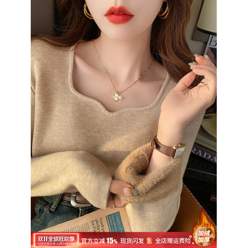 加絨打底衫女秋冬季外穿高級感加厚毛衣內搭2025新款低領保暖上衣