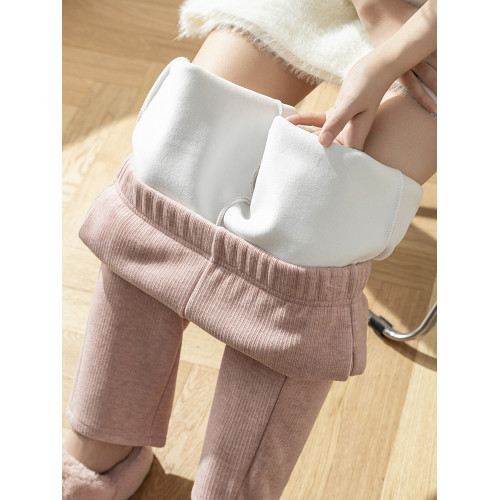 小個子粉色羊絨針織軟糯哈倫奶奶褲女秋冬加絨八九分蘿蔔老爹褲xs