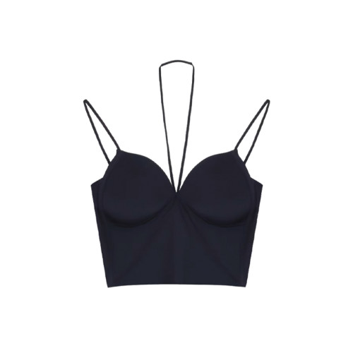 OCTTFLAB 甜酷辣妹百搭掛脖內搭吊帶背心內搭內衣短上衣女黑色