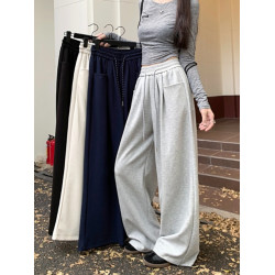 145小矮個子慵懶風休閒褲秋衛褲女150顯高直筒高腰濶腿拖地九分xs