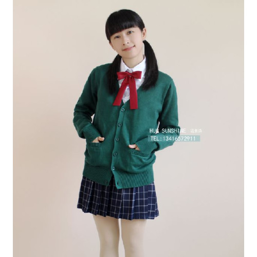 日本學生校服v領長袖毛衣開衫外套班服純棉製服針織衫男女小青木