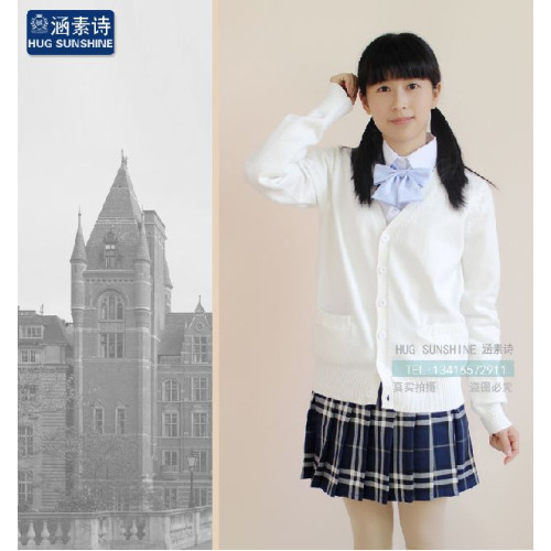 日本學生校服v領長袖毛衣開衫外套班服純棉製服針織衫男女小青木