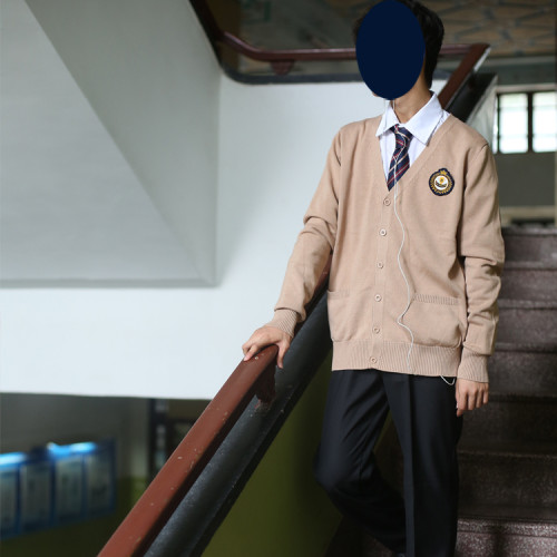 日本學生校服v領長袖毛衣開衫外套班服純棉製服針織衫男女小青木