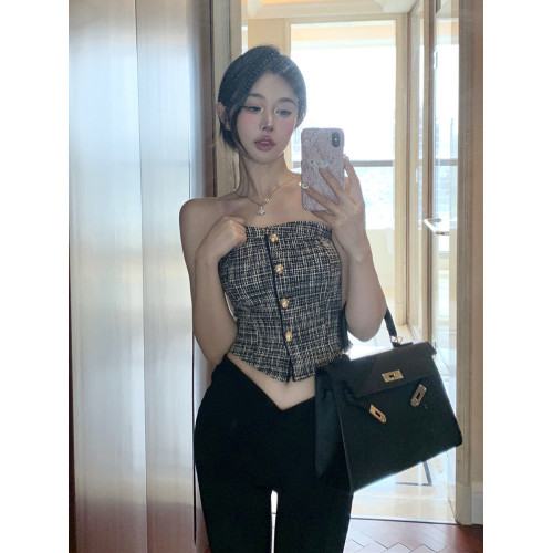 小香風編織抹胸小背心女夏季裹胸無肩帶內搭辣妹性感短款上衣外穿