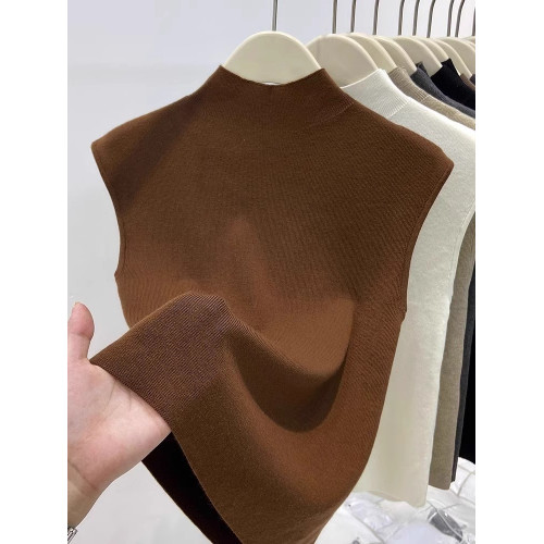 半高領針織無袖背心女秋冬新款修身顯瘦氣質西裝內搭立領打底上衣