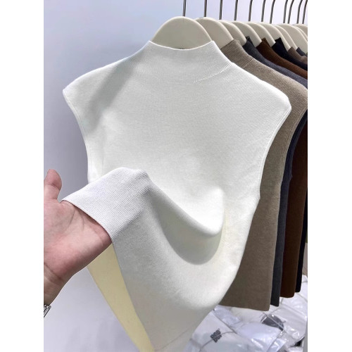 半高領針織無袖背心女秋冬新款修身顯瘦氣質西裝內搭立領打底上衣