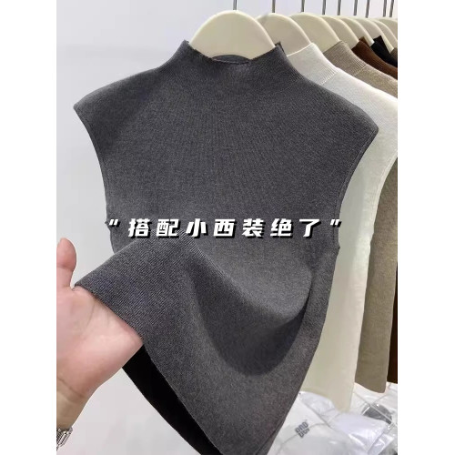 半高領針織無袖背心女秋冬新款修身顯瘦氣質西裝內搭立領打底上衣