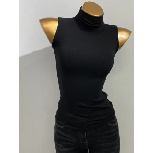 莫代爾棉春夏季半高領無袖背心女西裝內搭打底衫百搭氣質t恤上衣