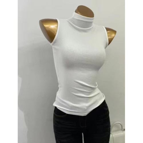 莫代爾棉春夏季半高領無袖背心女西裝內搭打底衫百搭氣質t恤上衣