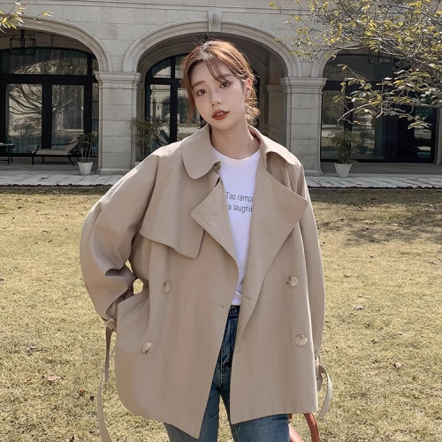 胖mm大碼新款風衣女春秋短款英倫風休閒韓版百搭寬松名媛氣質外套