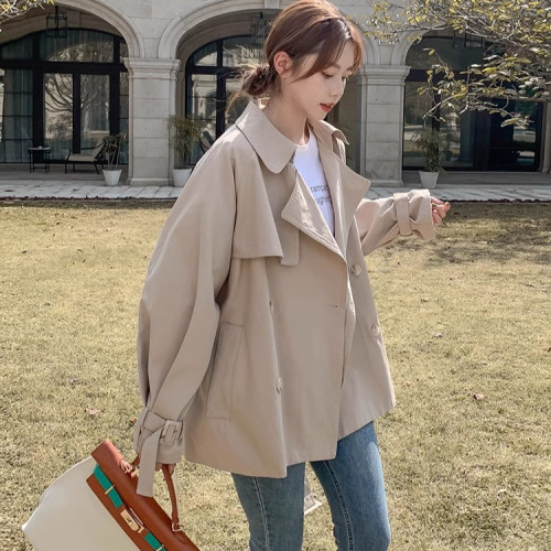 胖mm大碼新款風衣女春秋短款英倫風休閒韓版百搭寬松名媛氣質外套