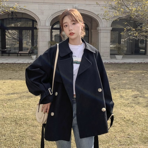 胖mm大碼新款風衣女春秋短款英倫風休閒韓版百搭寬松名媛氣質外套