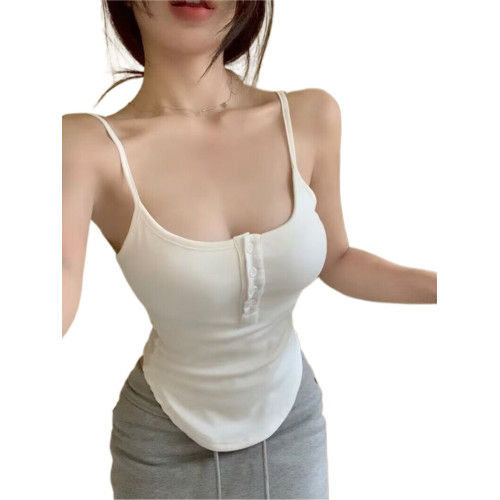 大碼純欲辣妹風弧形下擺吊帶背心女2025夏季新款韓版百搭打底上衣