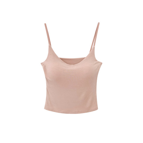 張小奈版型很頂自帶胸墊外擴吊帶背心女春秋內搭修身短款打底上衣