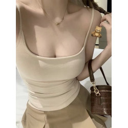 2025外擴磨毛吊帶背心女辣妹顯大外穿抹胸美背打底百搭上衣帶胸墊