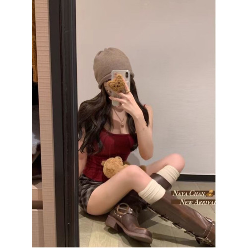 2025外擴磨毛吊帶背心女辣妹顯大外穿抹胸美背打底百搭上衣帶胸墊