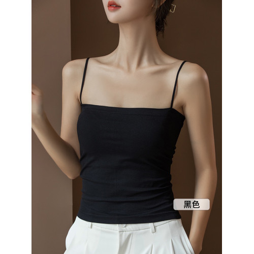 白色吊帶背心女秋季文胸一體美背防走光帶胸墊打底衫西裝內搭上衣