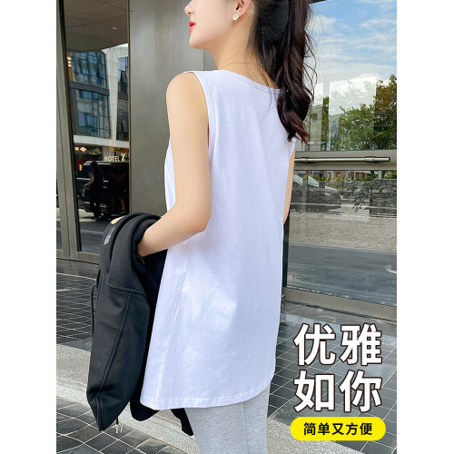 大碼200斤中長款純棉背心女內搭寬松衛衣打底吊帶遮屁股遮臀曡穿