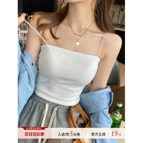 小吊帶背心女夏內搭帶胸墊一體美背文胸白色抹胸打底性感一字上衣