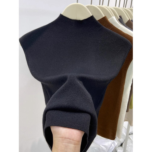 2025夏季半高領無袖針織衫女修身內搭修身打底衫背心氣質百搭上衣