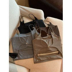 美背純欲風露背吊帶背心女夏外穿帶胸墊文胸一體獨特精緻短款上衣