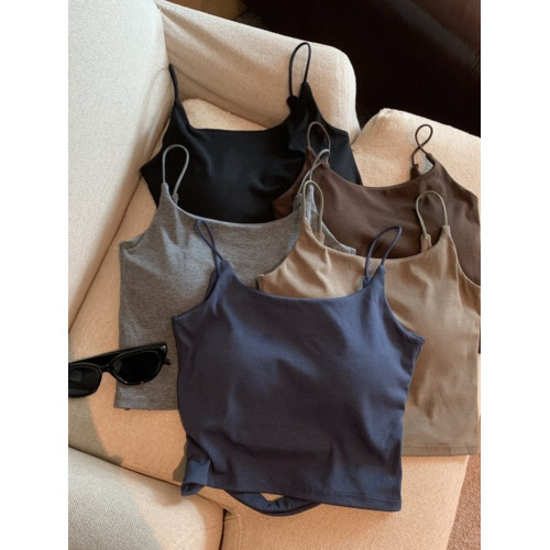 美背純欲風露背吊帶背心女夏外穿帶胸墊文胸一體獨特精緻短款上衣