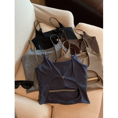 美背純欲風露背吊帶背心女夏外穿帶胸墊文胸一體獨特精緻短款上衣