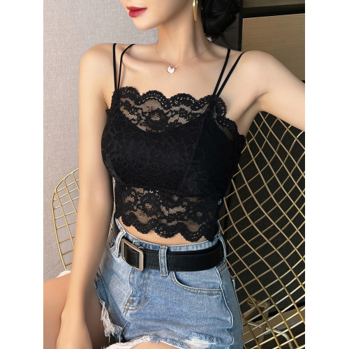 蕾絲美背內衣吊帶背心女夏打底內搭抹胸短款外穿2025新款性感上衣