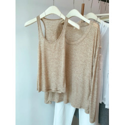 松弛感薄款無袖夏日背心&長袖T恤防曬罩衫春秋2025慵懶風兩件套女