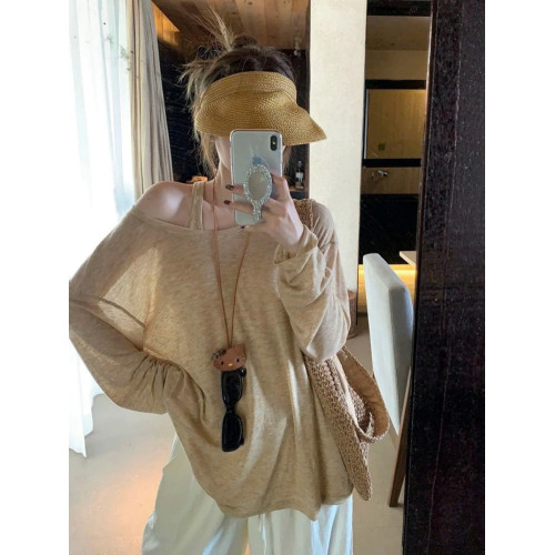 松弛感薄款無袖夏日背心&長袖T恤防曬罩衫春秋2025慵懶風兩件套女