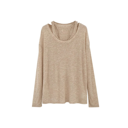 松弛感薄款無袖夏日背心&長袖T恤防曬罩衫春秋2025慵懶風兩件套女