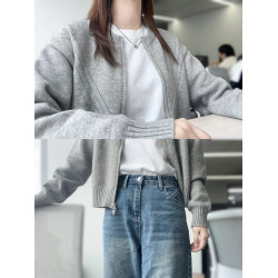 2025新款日系灰色高級感小衆薄款慵懶風針織毛衣女外套上衣春秋季