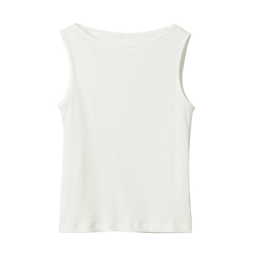 優可絲背心 女士一字領螺紋上衣 純色薄款圓領打底 山東網店 夏款