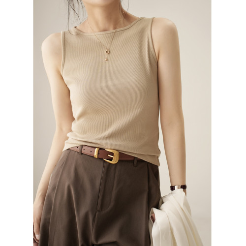 優可絲背心 女士一字領螺紋上衣 純色薄款圓領打底 山東網店 夏款