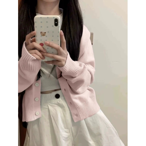 粉色針織開衫女早春2025新款奶系穿搭外套小個子藝術生奶乖上衣潮